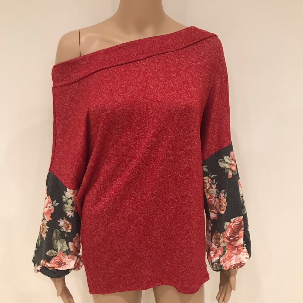 Off Shoulder Floral Print Tunic